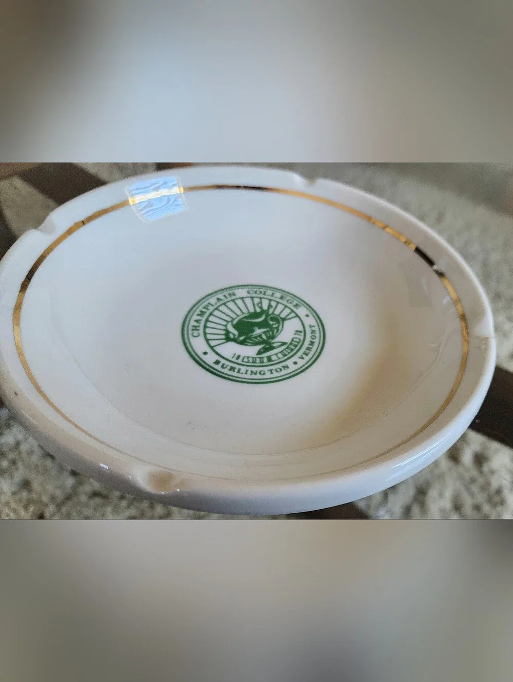Vntg Champlain College Ashtray 60s - Picture 7 of 14